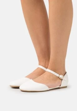 Ankle Strap Ballet Pumps - White