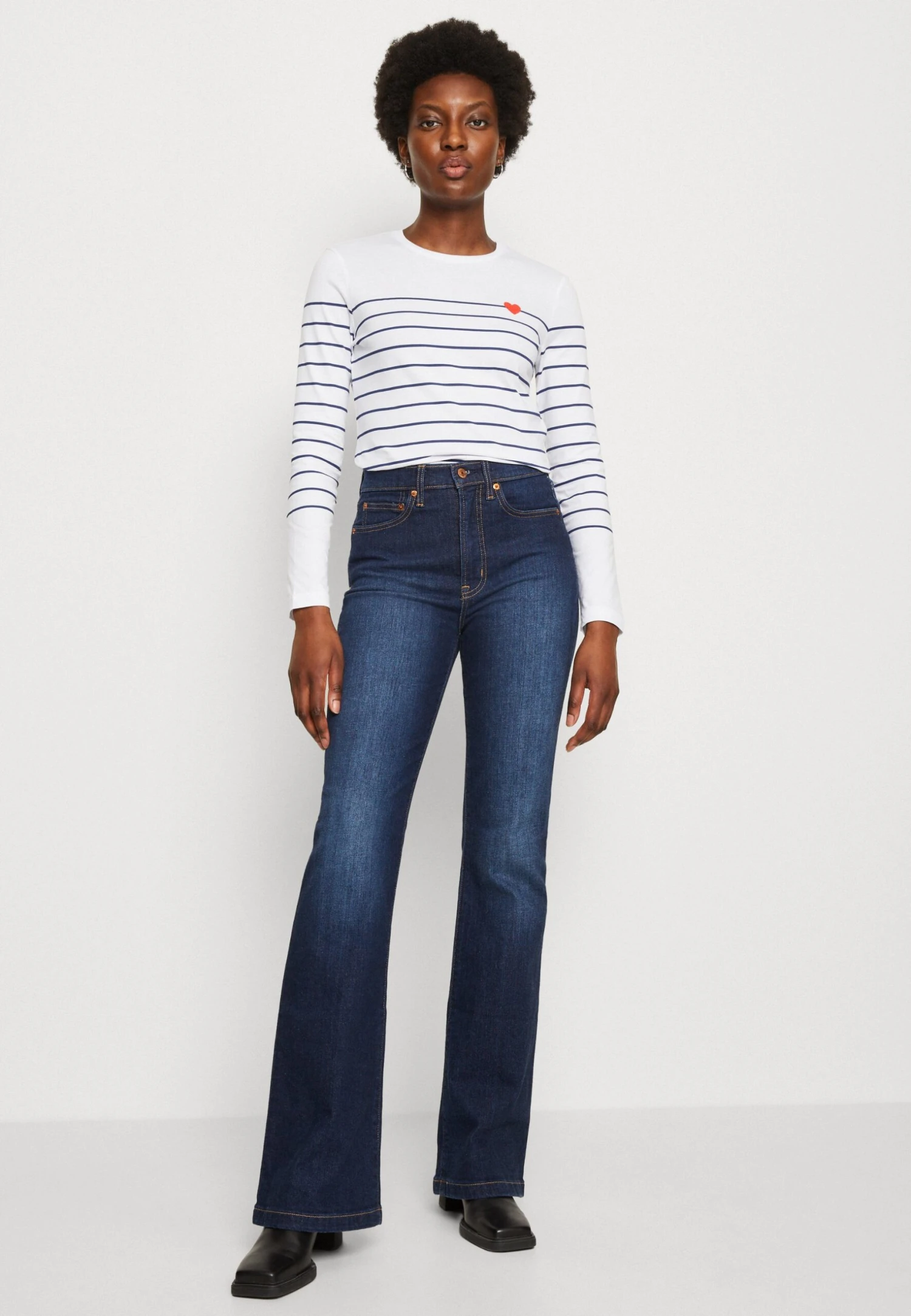 Anna Field Long Sleeved Top - White/Dark Blue 4 Anna Field Long Sleeved Top - White/Dark Blue - Image 4