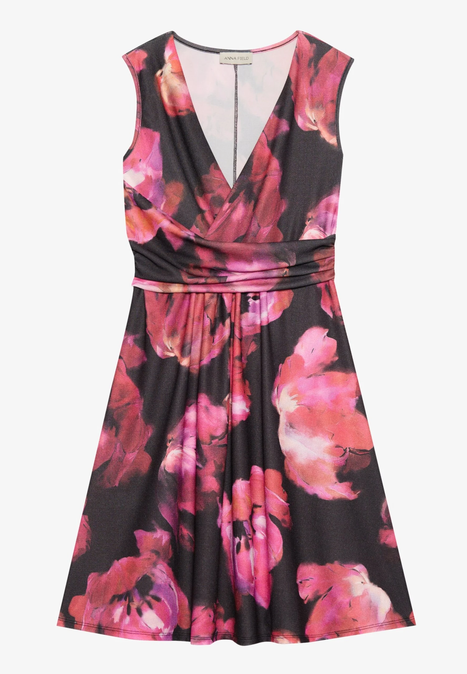 Anna Field Jersey Dress - Black Based / Pink Red Floral 4 Anna Field Jersey Dress - Black Based / Pink Red Floral - Image 4