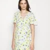 Woven Chiffon Wrap Dress- Day Dress -White/Light Blue