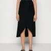 Anna Field Basic Wrap Over Midi Skirt- A-Line Skirt - Black