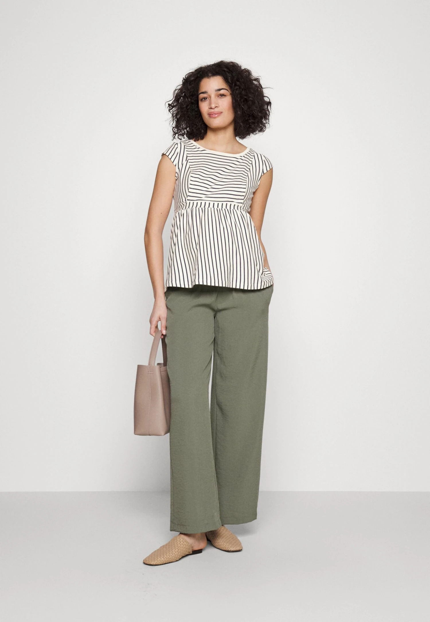 Maternity Baby Doll Nursing Tee- Print T-Shirt -Dark Blue/Off-White 2 Maternity Baby Doll Nursing Tee- Print T-Shirt -Dark Blue/Off-White - Image 2