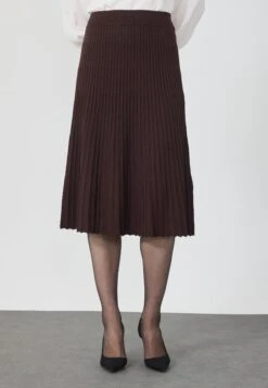 Anna Field KNITTED PLISSE - Pleated Skirt - Shaved Chochlate