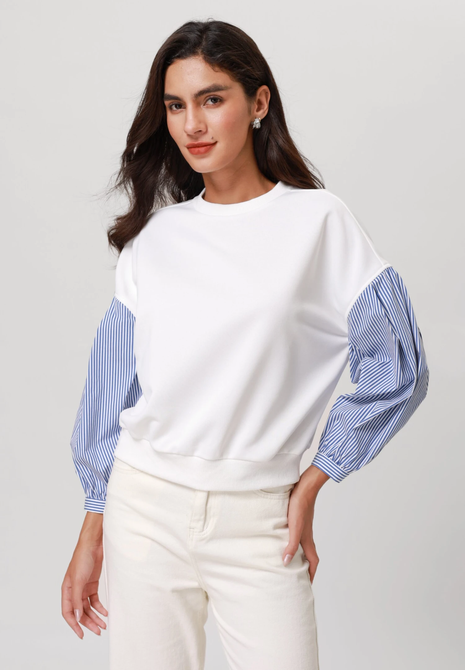 Anna Field Sweatshirt - White/blue 1 Anna Field Sweatshirt - White/blue
