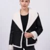 Anna Field FLEECE BLAZER - Winter Jacket - Black/cream