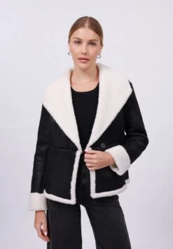 Anna Field FLEECE BLAZER - Winter Jacket - Black/cream