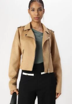Anna Field Faux Leather Jacket - Beige