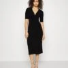 Center Front Knot Low Midi Dress - Day Dress - Black