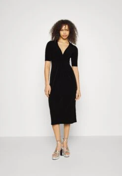 Center Front Knot Low Midi Dress - Day Dress - Black