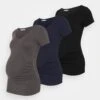 3 Pack - Print T-Shirt - Black /Dark Grey/Dark Blue