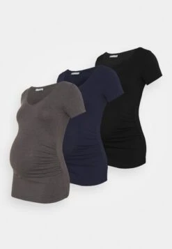 3 Pack - Print T-Shirt - Black /Dark Grey/Dark Blue
