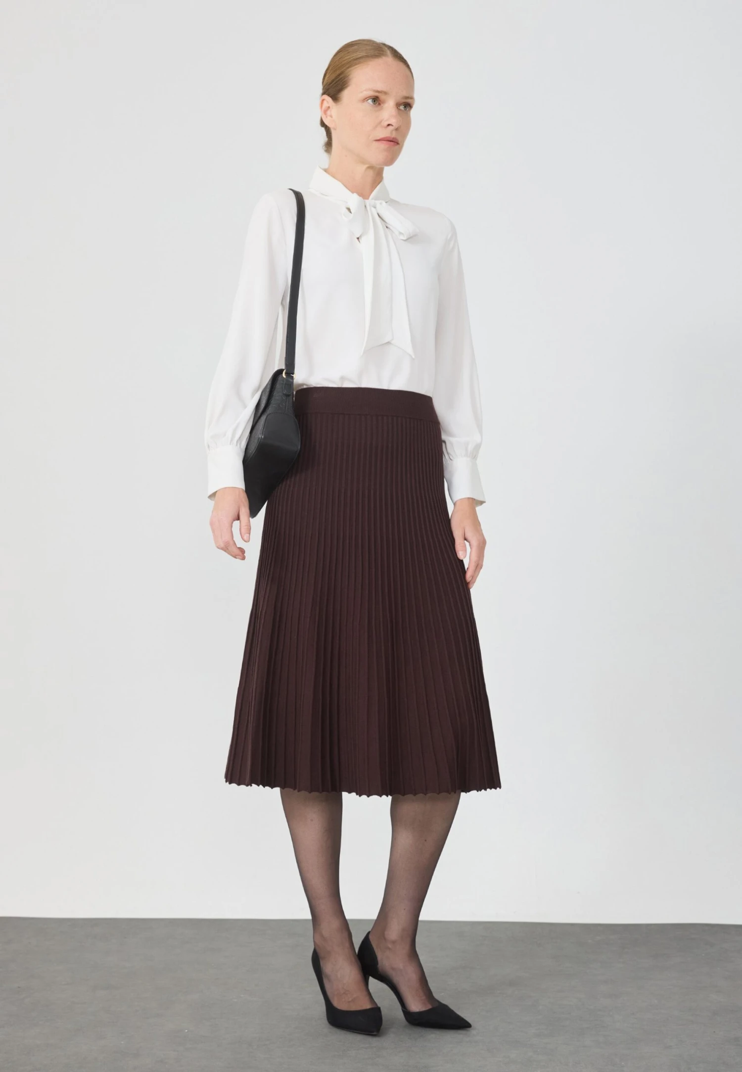 Anna Field KNITTED PLISSE - Pleated Skirt - Shaved Chochlate 2 Anna Field KNITTED PLISSE - Pleated Skirt - Shaved Chochlate - Image 2