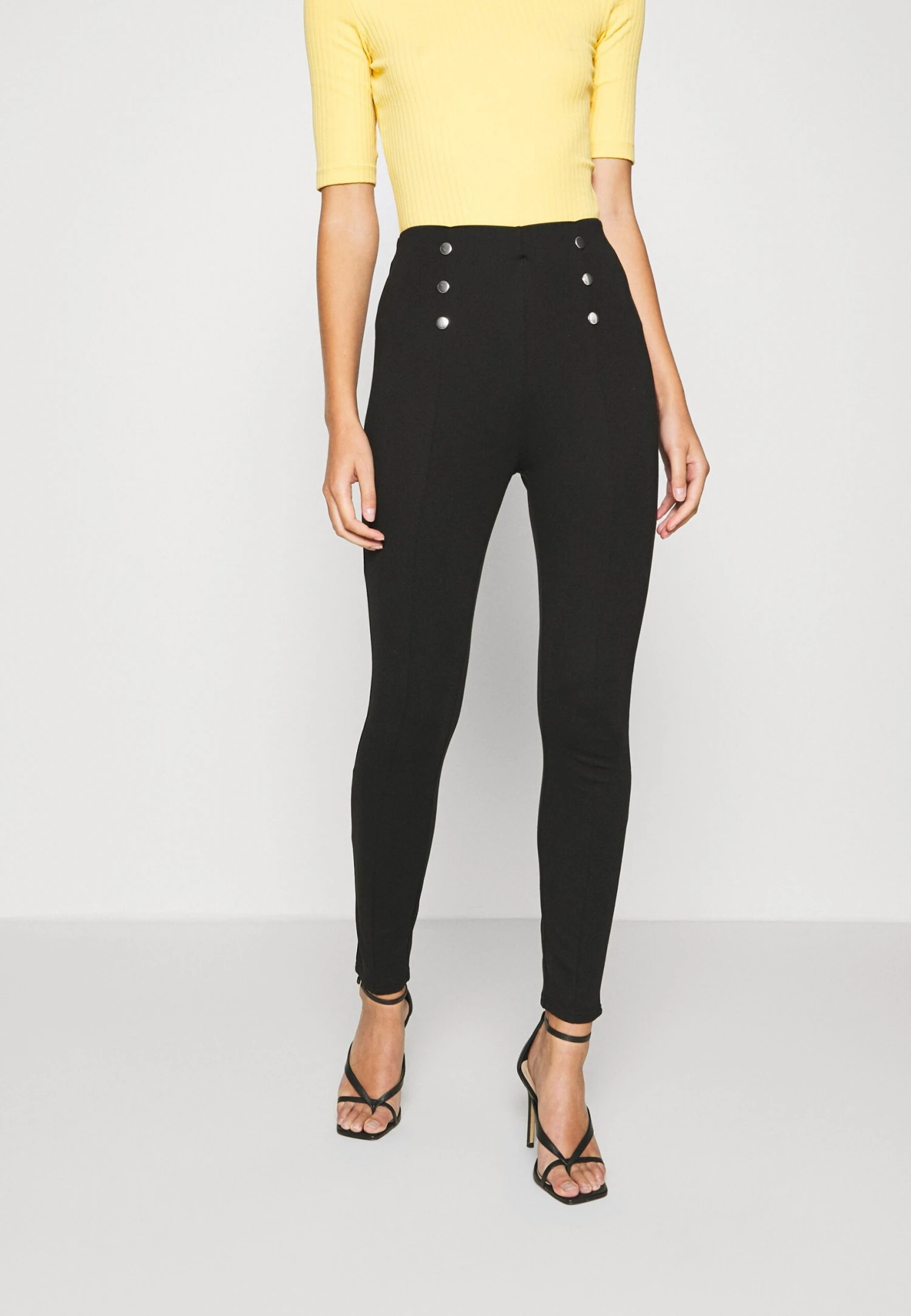 Anna Field Punto Leggings With Button Detail - Leggings - Trousers - Black 1 Anna Field Punto Leggings With Button Detail - Leggings - Trousers - Black