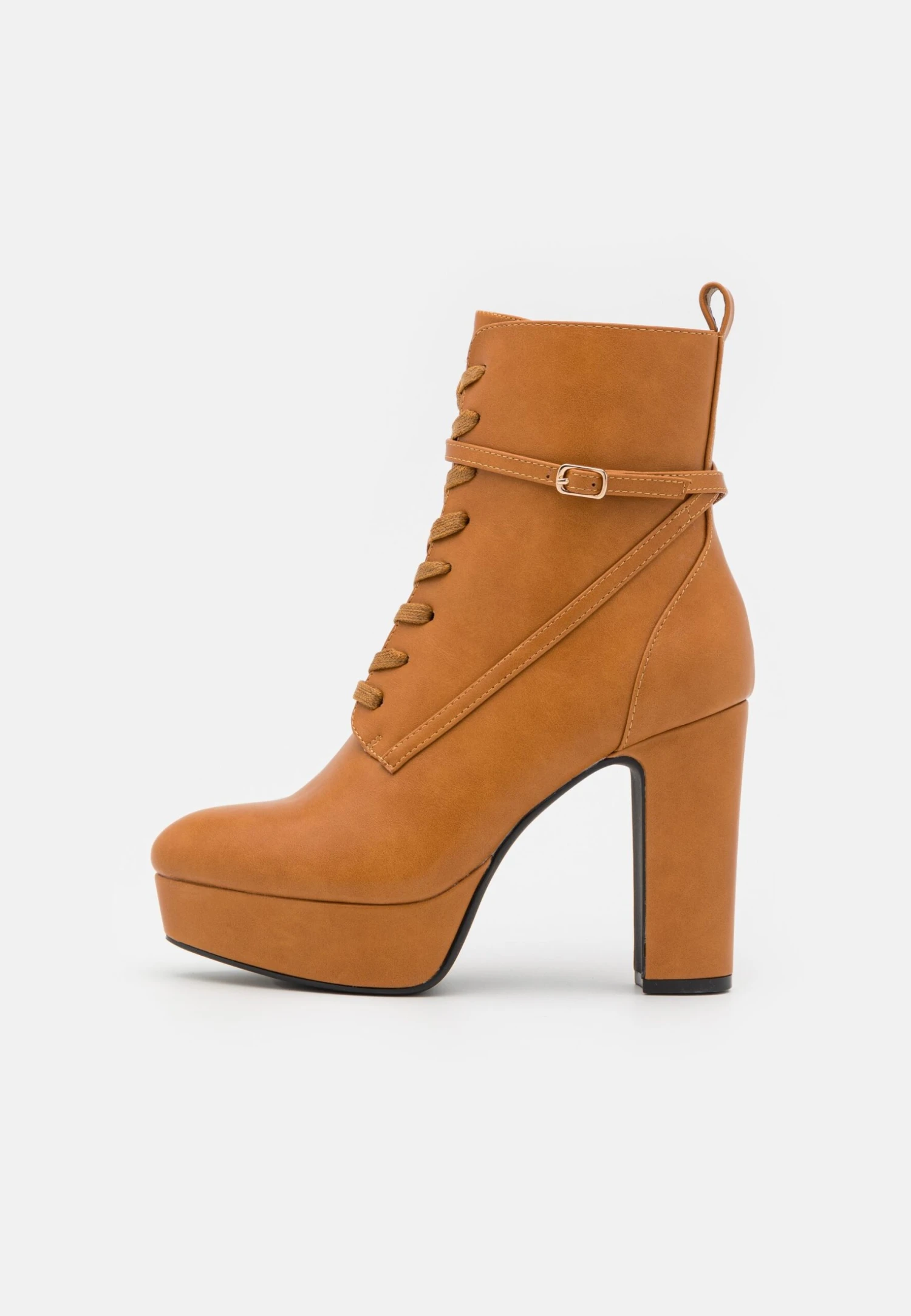 Anna Field Lace-Up Ankle Boots - Cognac 2 Anna Field Lace-Up Ankle Boots - Cognac - Image 2