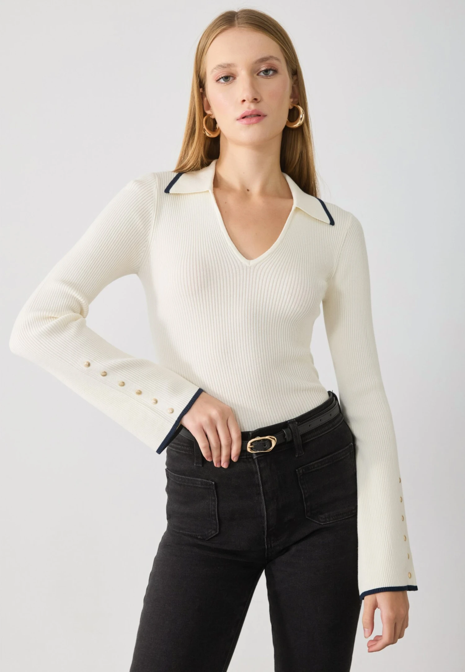 Anna Field Jumper - Off-white_navy 1 Anna Field Jumper - Off-white_navy