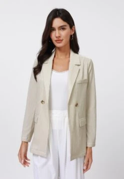 Anna Field TEXTURED CRINKLED - Blazer - Cream