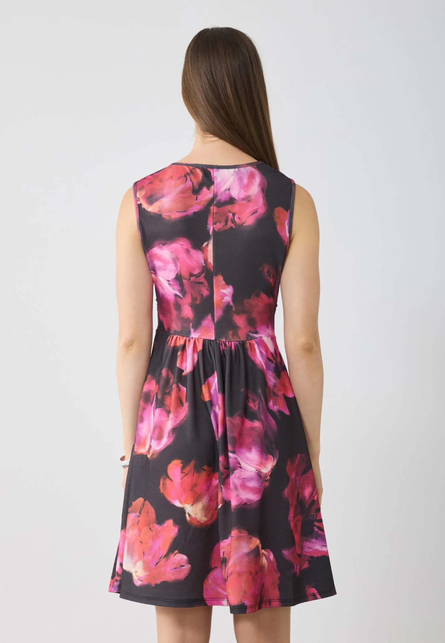 Anna Field Jersey Dress - Black Based / Pink Red Floral 3 Anna Field Jersey Dress - Black Based / Pink Red Floral - Image 3