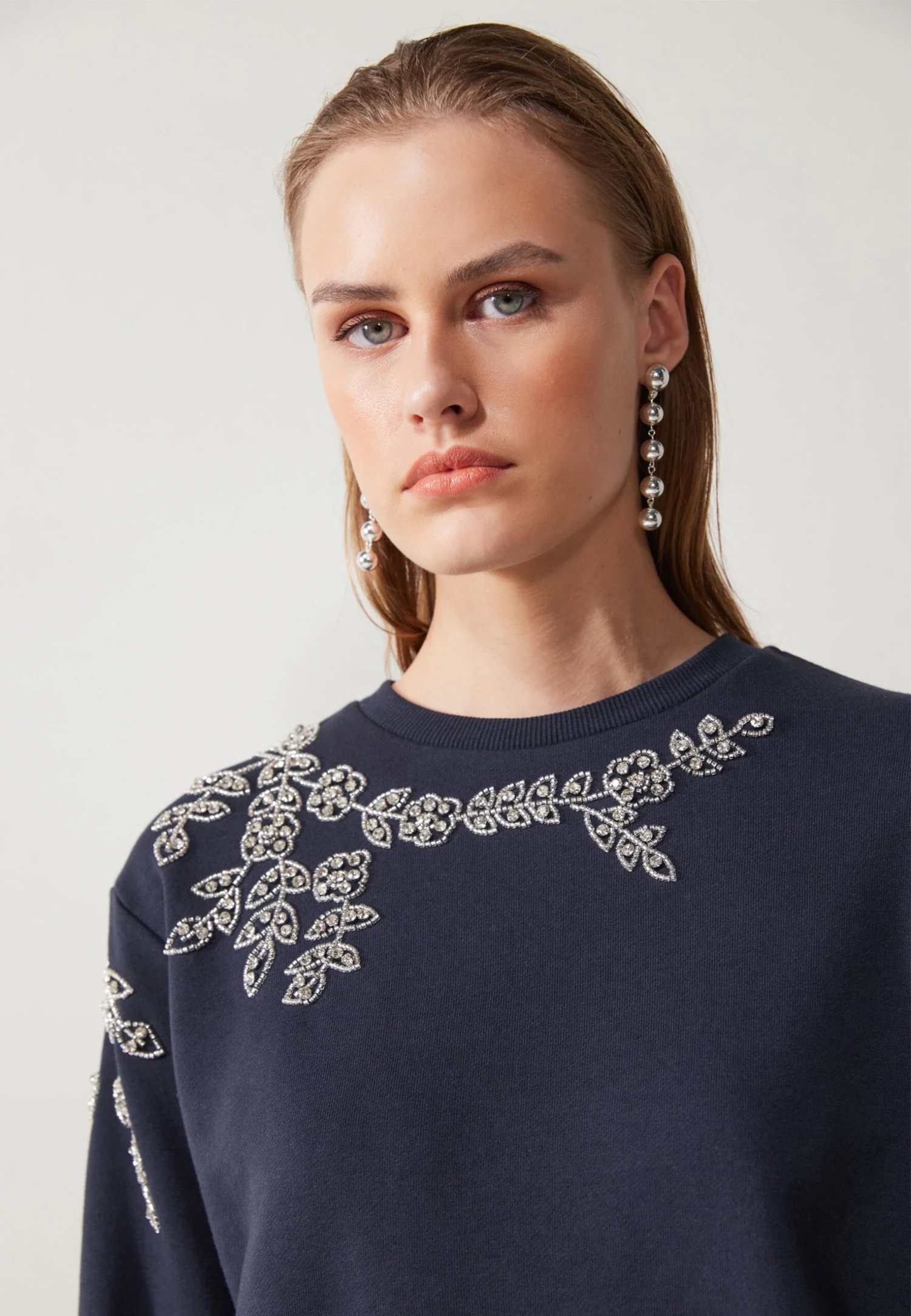 Anna Field RHINESTONE FLOWER SWEATER - Sweatshirt - Dark Blue 5 Anna Field RHINESTONE FLOWER SWEATER - Sweatshirt - Dark Blue - Image 5