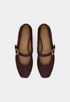 Ankle Strap Ballet Pumps - Burgundy -Fashion 530f6f386c12438db89e154dbfc9bba8