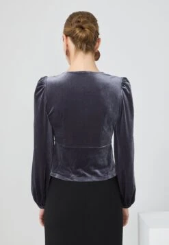 Anna Field VELVET TOP - Blouse - Dark Grey 7 Anna Field VELVET TOP - Blouse - Dark Grey -Fashion 538dbd3dfd0b492abc6ec98d21229556