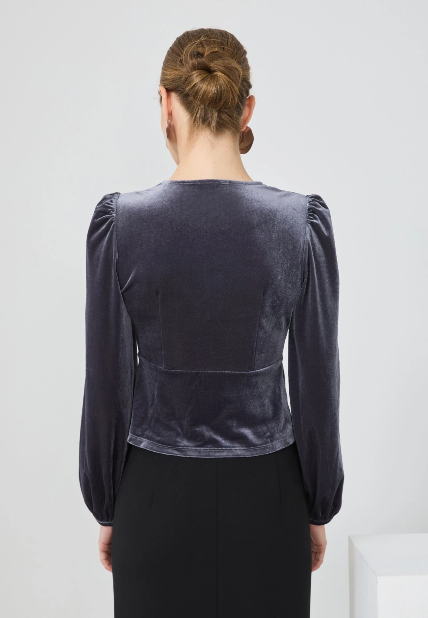 Anna Field VELVET TOP - Blouse - Dark Grey 3 Anna Field VELVET TOP - Blouse - Dark Grey - Image 3