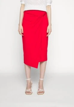 Anna Field Front Knot Midi Skirt - Pencil Skirt - Red -Fashion 5416aafe16b74467a3d37a8be5316c53