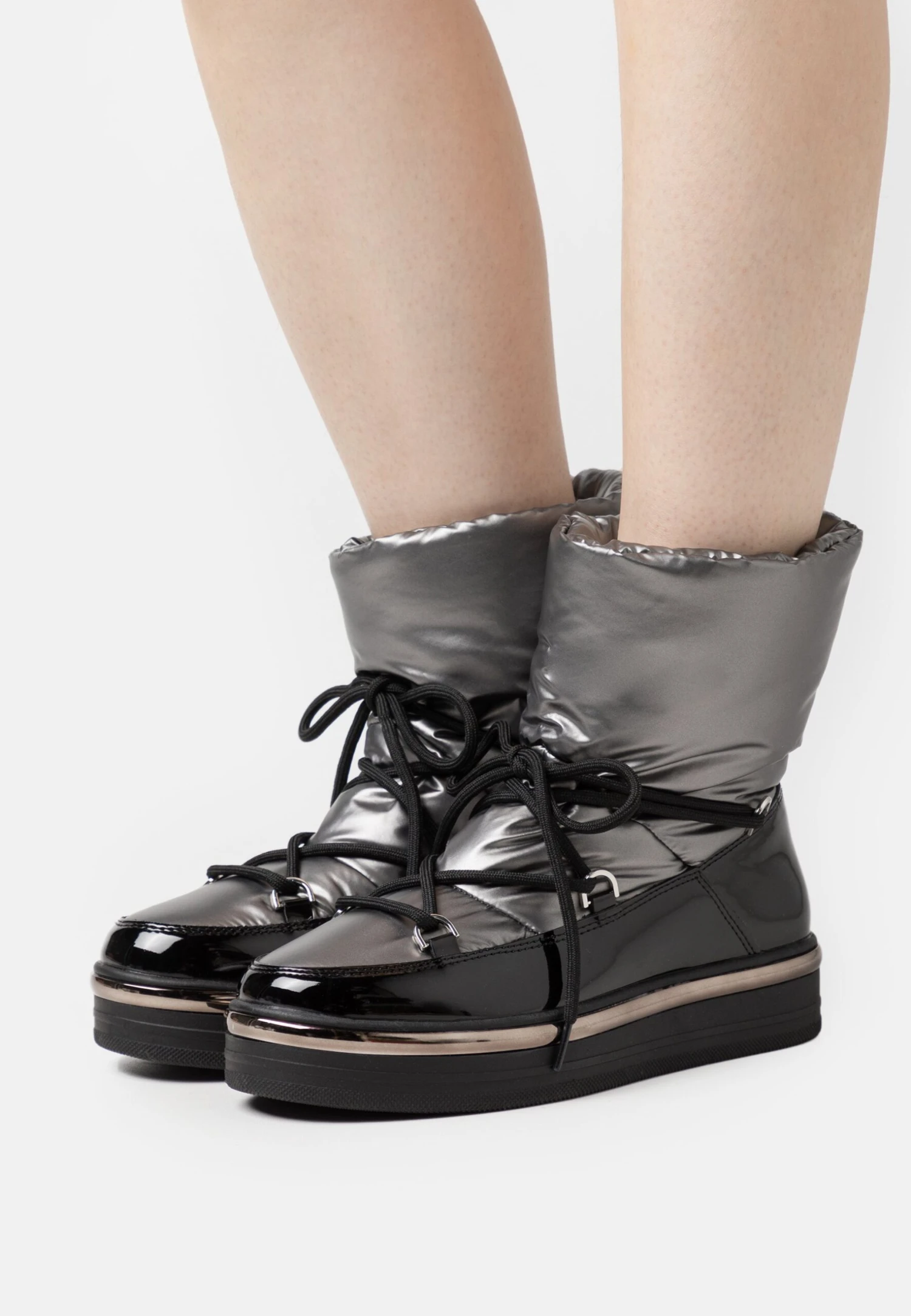 Platform Ankle Boots - Silver 1 Platform Ankle Boots - Silver