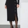 Anna Field KNIT SKIRT WITH BUTTONS - Pencil Skirt - Black