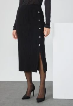 Anna Field KNIT SKIRT WITH BUTTONS - Pencil Skirt - Black