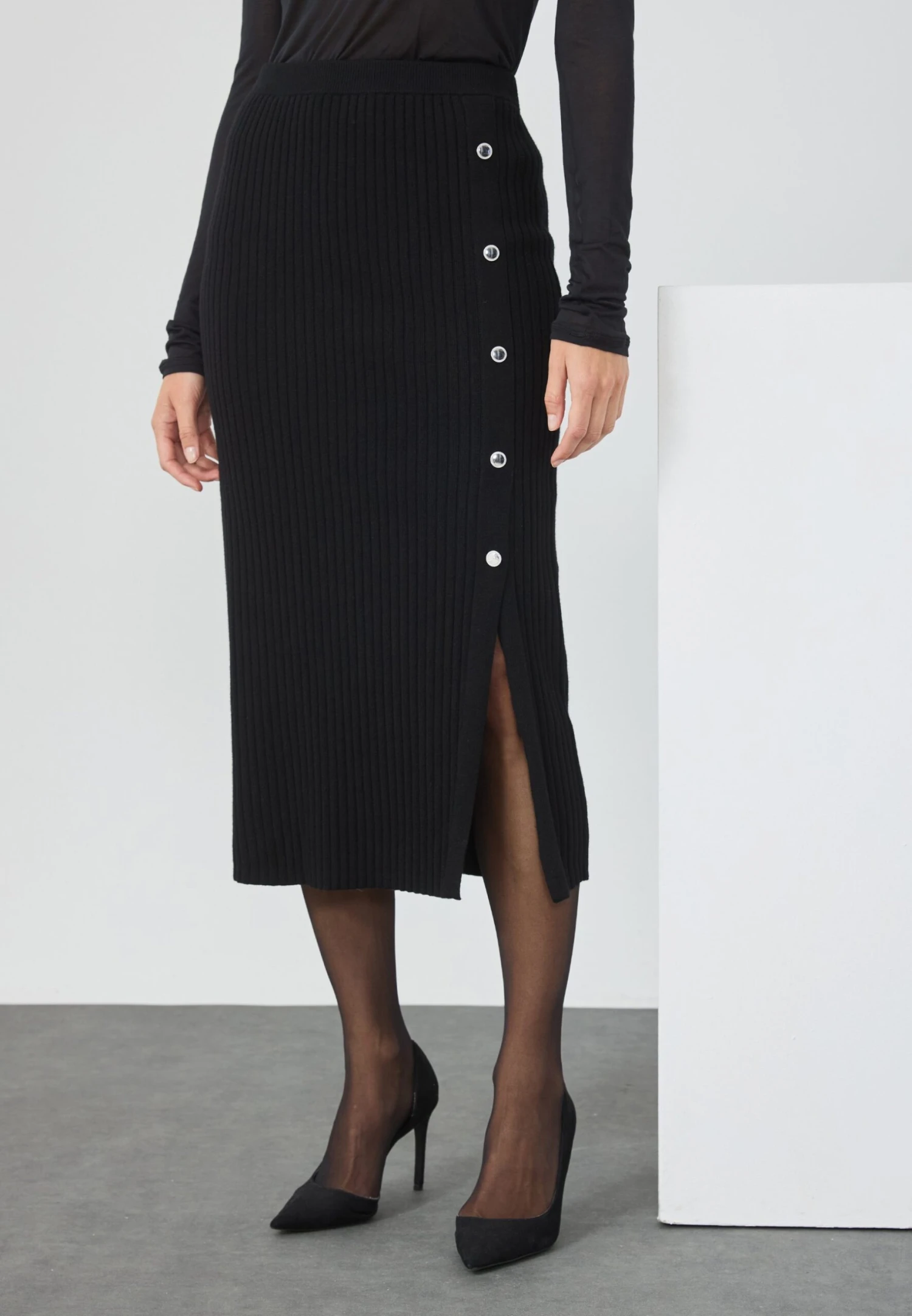 Anna Field KNIT SKIRT WITH BUTTONS - Pencil Skirt - Black 1 Anna Field KNIT SKIRT WITH BUTTONS - Pencil Skirt - Black