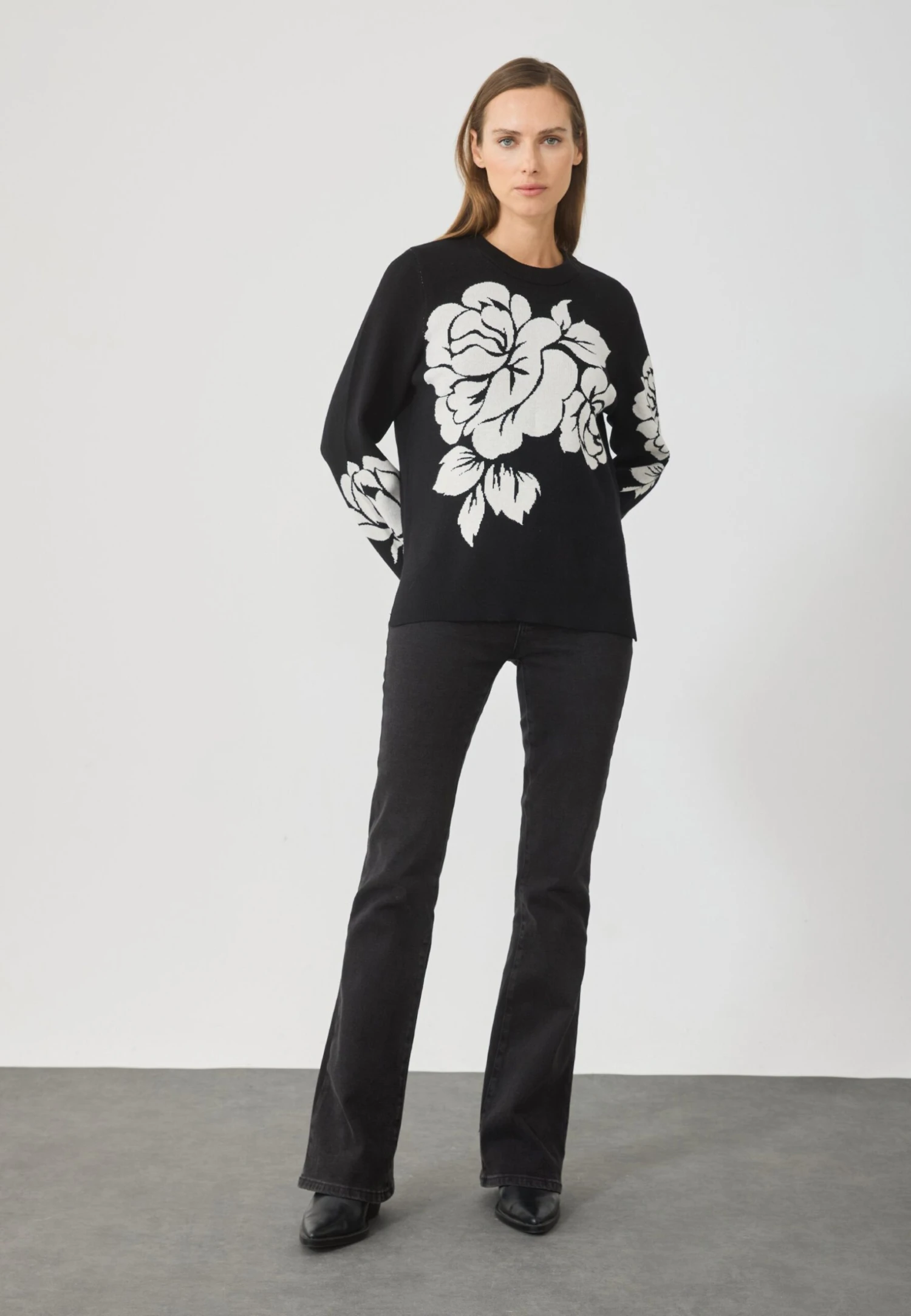 Anna Field Jumper - Black_off White 2 Anna Field Jumper - Black_off White - Image 2
