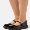 Ankle Strap Ballet Pumps - Black