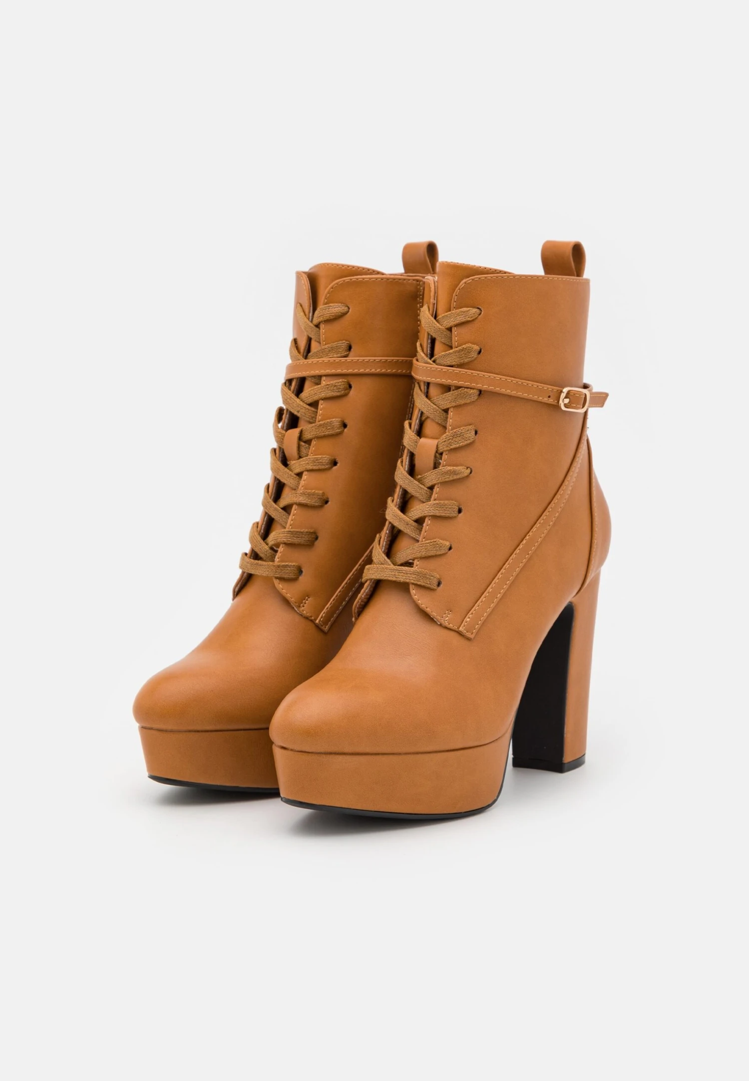 Anna Field Lace-Up Ankle Boots - Cognac 3 Anna Field Lace-Up Ankle Boots - Cognac - Image 3