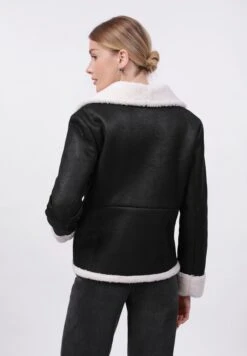 Anna Field FLEECE BLAZER - Winter Jacket - Black/cream -Fashion 69432570e9f0434e85f0bfe98d0a8e62