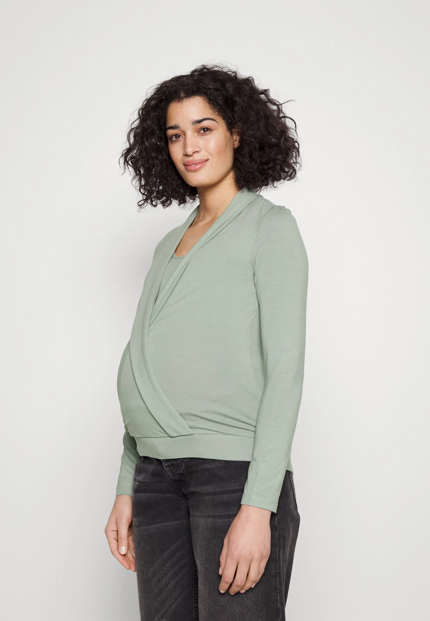 Circ Nursing Wrap Over Long Sleev - Long Sleeved Top - Light Green 1 Circ Nursing Wrap Over Long Sleev - Long Sleeved Top - Light Green