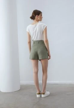 Anna Field NATURAL LINEN/VISCOSE MIX TIE WAIST SHORTS - Shorts - Olive -Fashion 6faa0ae16f9a448f9139f3f34fec19b0