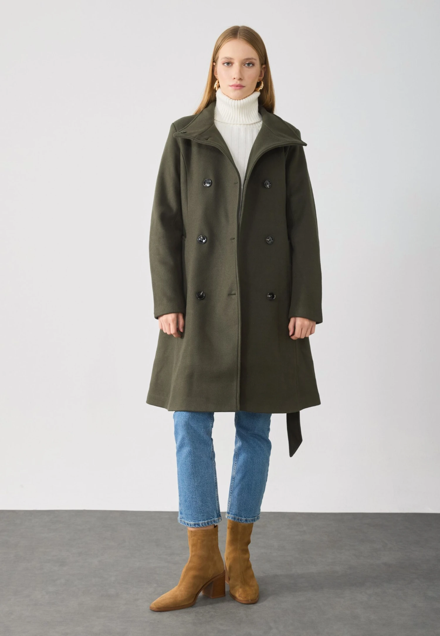 Anna Field Classic Coat - Dark Green 2 Anna Field Classic Coat - Dark Green - Image 2