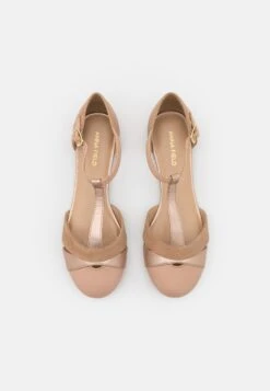 Anna Field Leather- Ankle Strap Ballet Pumps - Beige -Fashion 73c38bb24120454f8ba43b110b67ae48