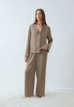 Anna Field HAMMERED SATIN SET - Pyjama Set - Light Brown