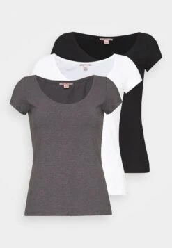 3 Pack - Basic T-Shirt - White/Black/Dark Grey -Fashion 7a36f99eded3421f819cec9eec327d20