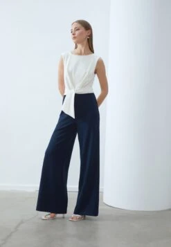 Anna Field 2IN1 WIDE LEG - Jumpsuit - White/dark Blue