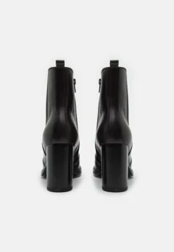 Leather- High Heeled Ankle Boots - Black -Fashion 8285c3f6f7d94045bb79e27db56d5a46