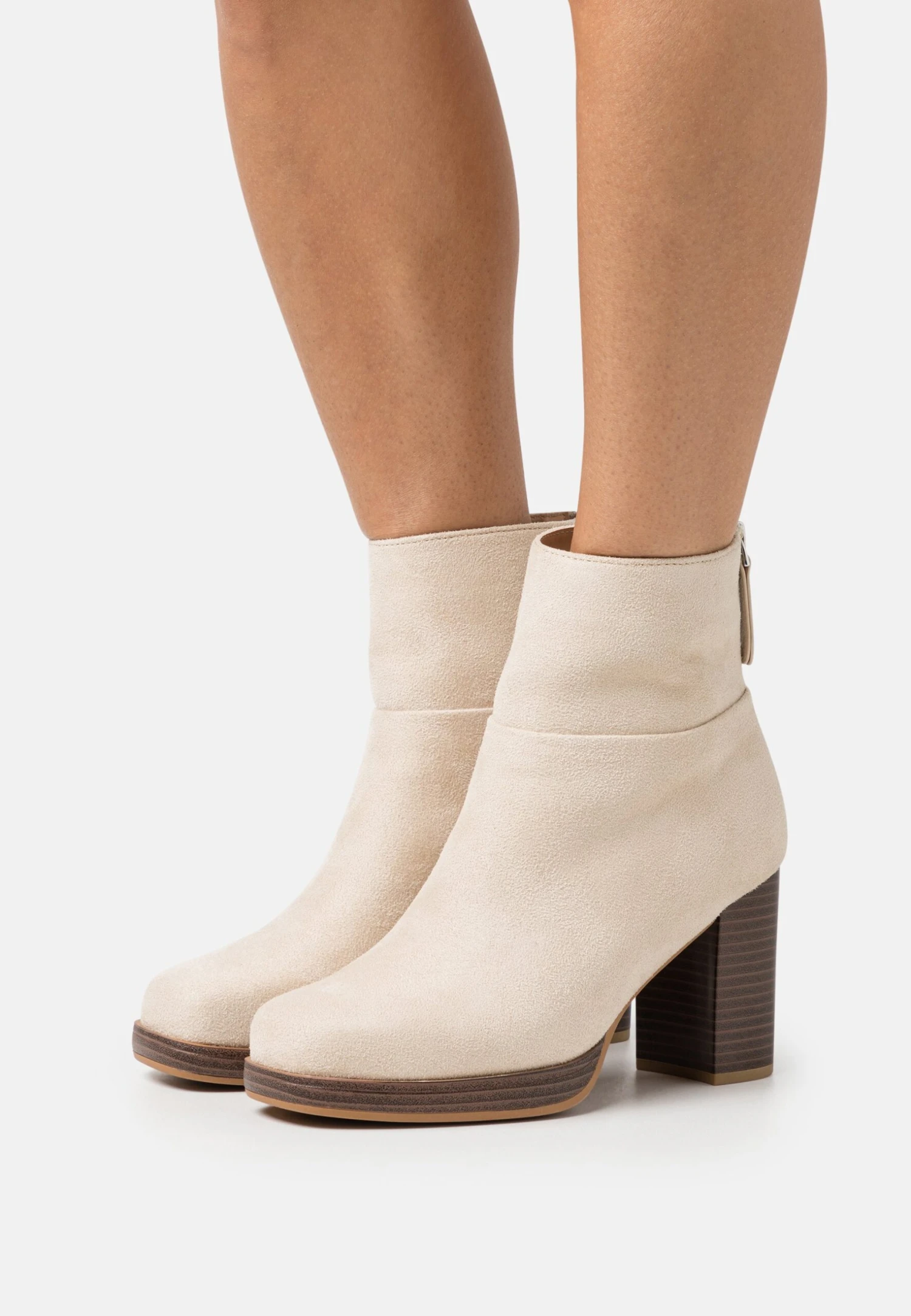 Wide Fit - Platform Ankle Boots - Beige 1 Wide Fit - Platform Ankle Boots - Beige