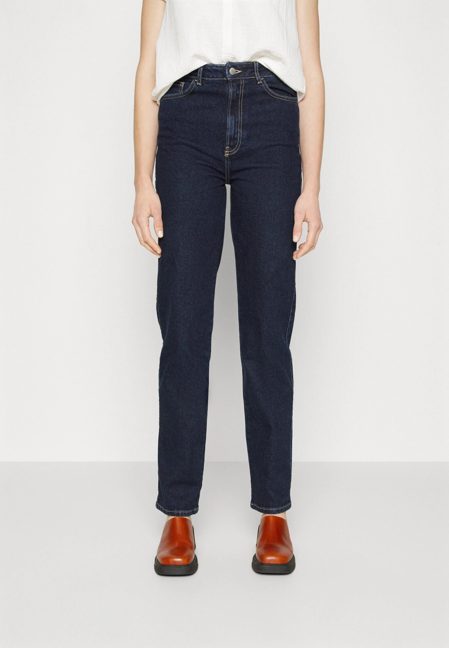 Straight Leg Jeans - Dark Blue Denim 1 Straight Leg Jeans - Dark Blue Denim