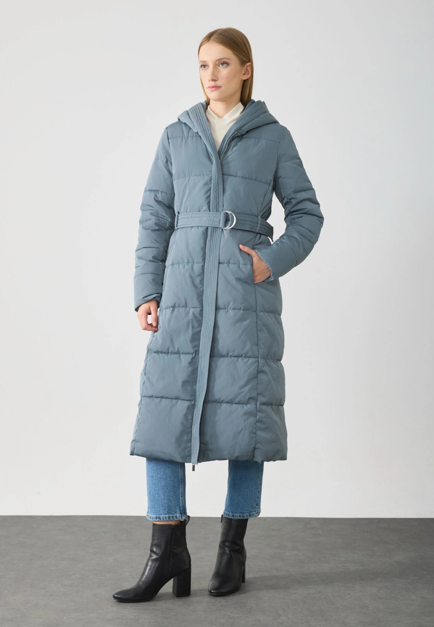 Anna Field Winter Coat - Blue Grey 2 Anna Field Winter Coat - Blue Grey - Image 2