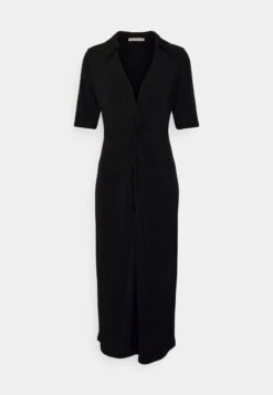 Center Front Knot Low Midi Dress - Day Dress - Black 10 Center Front Knot Low Midi Dress - Day Dress - Black -Fashion 9684c8582a79449990c47c4f1845a762
