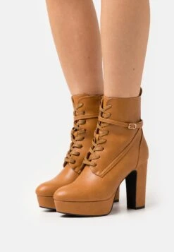 Anna Field Lace-Up Ankle Boots - Cognac
