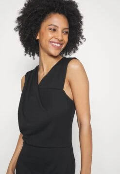 Drapped Neckline Smart Bodycon Sleeveless Mini Dress - Jersey Dress - Black -Fashion 9f81155bf87843799042533d6c813969