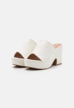Wide Fit - Heeled Mules -White -Fashion 9fdc4ed5dc1041329e405e87283ca9a7
