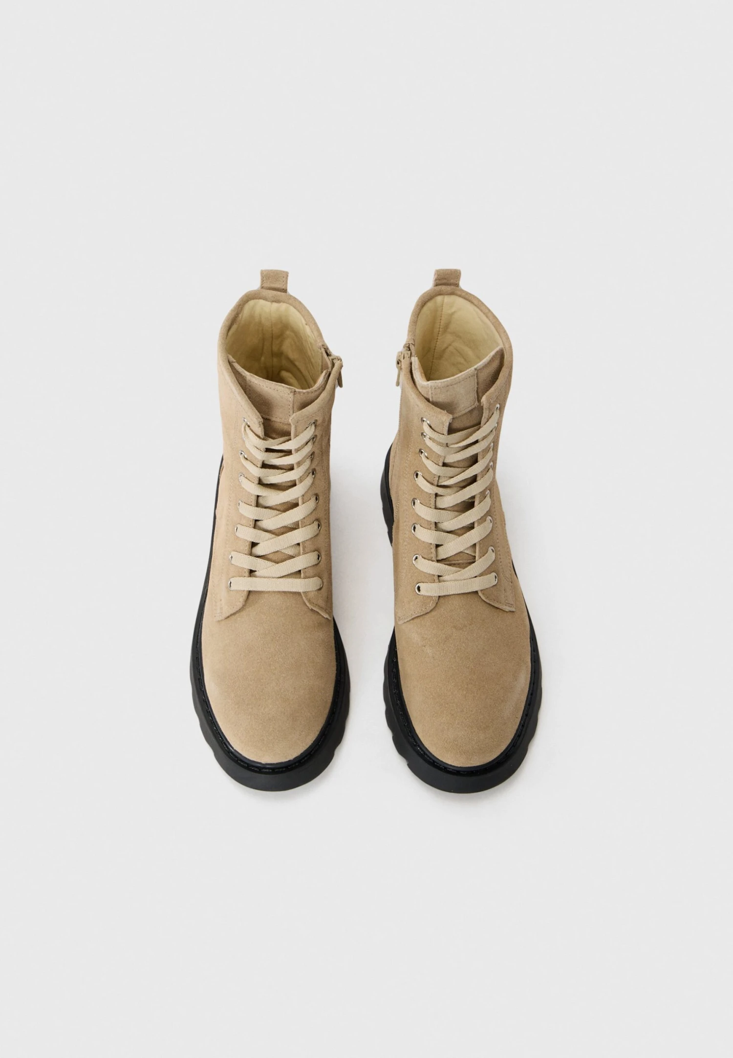 LEATHER - Lace-up Ankle Boots - Beige 4 LEATHER - Lace-up Ankle Boots - Beige - Image 4